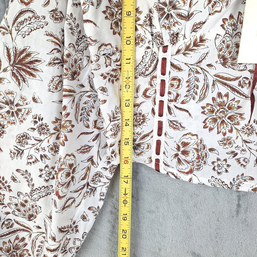 Womens Top Large Ren Fair Floral Corset Milkmaid Babydoll Coquette Crop Cottage - Picture 7 of 10